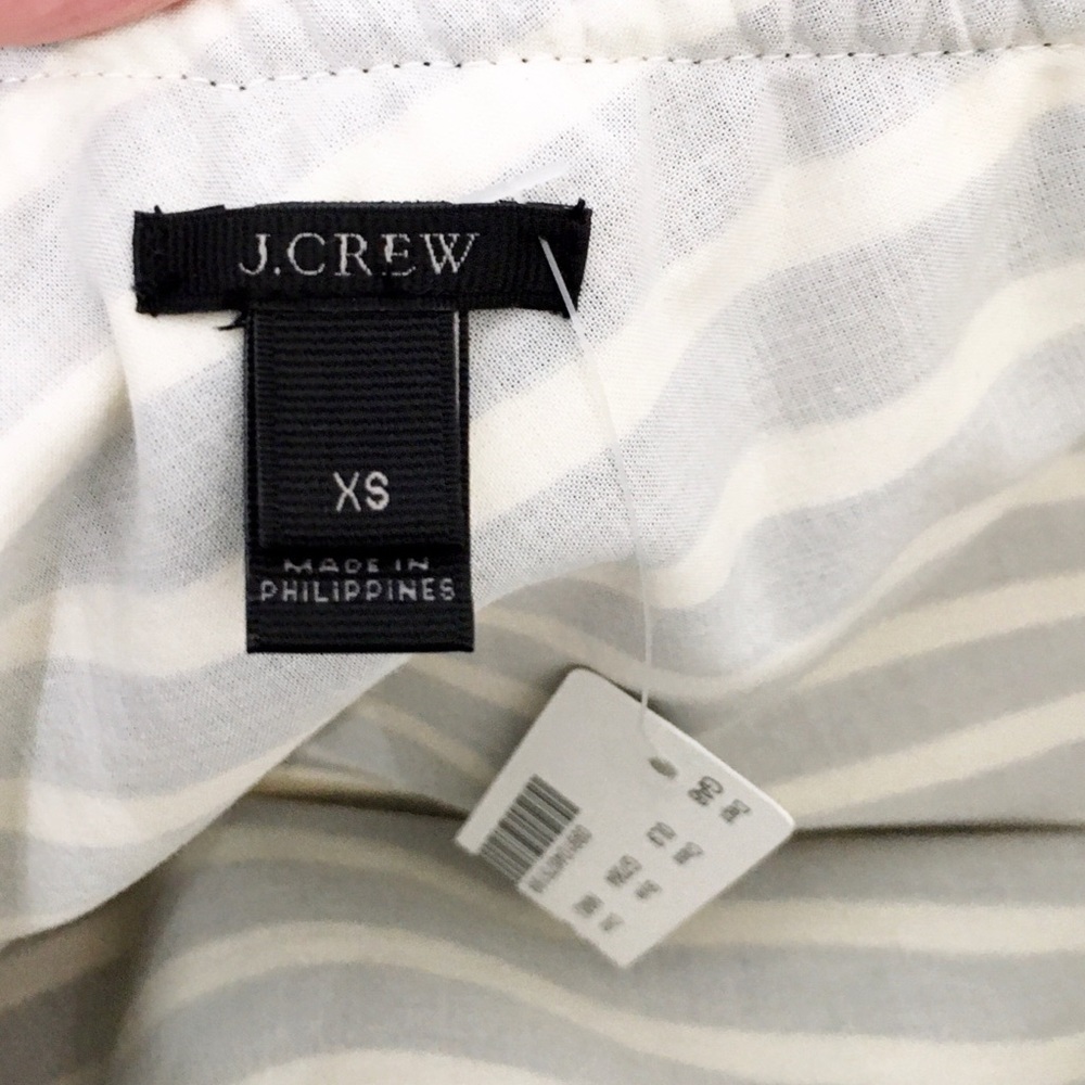 New J Crew One Shoulder Striped Ruffle Top - Picture 4 of 5